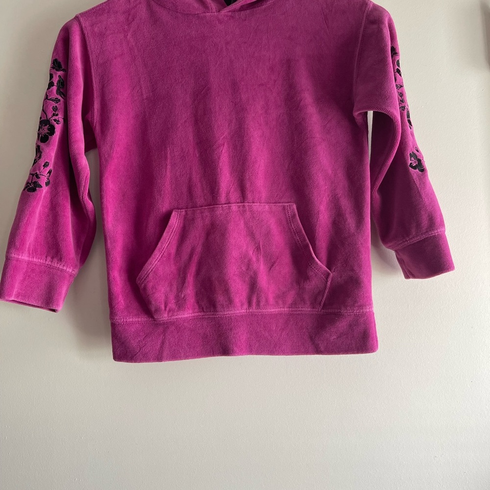 Forever 21 Girls 3/4 Length Sleeve Fuchsia and Black Hoodie - Size 5/6 - Picture 9 of 9